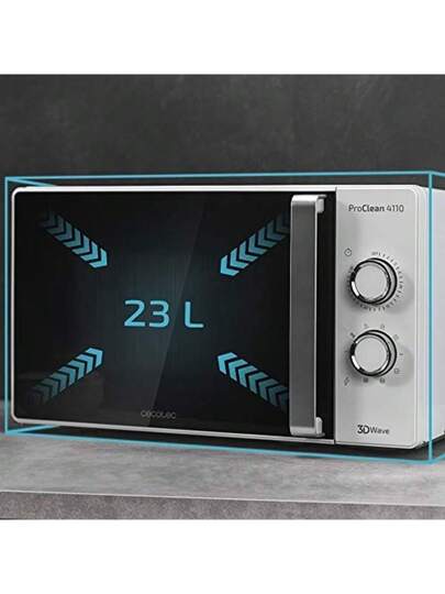 Cecotec Micro-ondes ProClean 4010. Capacité d'23 L, Revêtement Ready2Clean, 700 W de Puissance, 6 Niveaux de Fonctionnement, Minuterie 30 minutes, Mode Décongeler, Finition en Blanc. (Avec Gril)