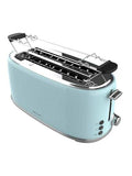 Cecotec Toast&Taste 1600 Retro Double Blue 4-Slice Toaster. 1630 W, 2 Wide and Long Slots of 3.8 cm, Stainless Steel, Upper Heating Rods, Adjustable Power, Crumb Tray