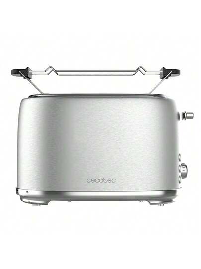 Cecotec Toast&Taste 1000 Retro Double Inox est un grille-pain vertical avec 2 fentes larges et courtes de 3,8 cm en acier inoxydable. Puissance de 980 W, des barres supérieures, puissance réglable