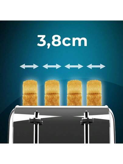 Cecotec Grille-pain Vertical 4 Fentes Courtes Toastin time 1700 Double Inox. 1700 W, 4 Tranches de Pain, Fente Large de 3,8 cm, 2 Supports pour Pains et Tiroir Ramasse-miettes, Acier Inoxydable