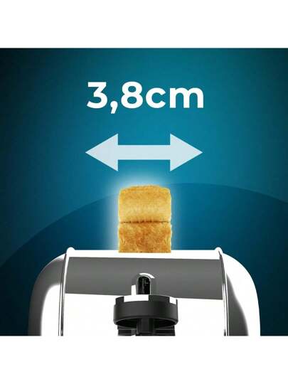 Cecotec Grille-pain Vertical 1 Fente Longue Toastin time 850 Inox Long Lite. 850 W, 2 Tranches de Pain, Fente Large de 3,8 cm, Support pour Petits Pains et Bac à Miettes, Acier Inoxydable