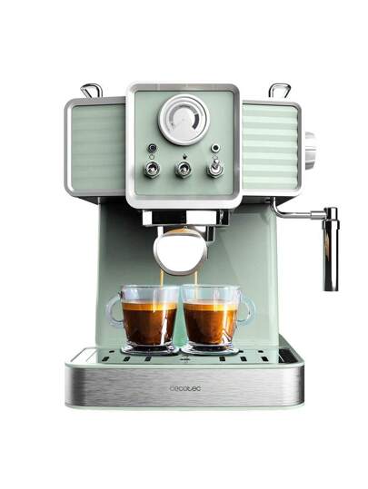 Cecotec Express Power Espresso 20 Tradizionale Light Green. 1350 W, Espresso et Cappucicno, 20 bars et thermoblock, vaporisateur, manomètre, design vintage, capacité 1,5 litres