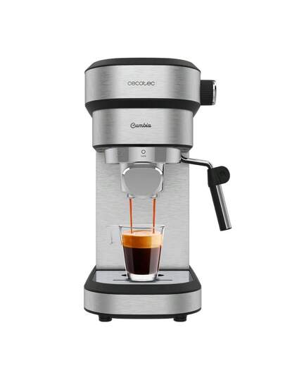 Cecotec Cafetière Expresso Cafelizzia 790 Steel Duo. 1350 W, Espressos et Cappuccinos, Thermoblock, 20 Bars, Mode Auto 1-2 Cafés, Buse Vapeur Orientable, Accessoire Filtre pour Capsules