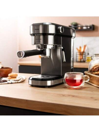 Cecotec Cafetière Expresso Cafelizzia 790 Steel Duo. 1350 W, Espressos et Cappuccinos, Thermoblock, 20 Bars, Mode Auto 1-2 Cafés, Buse Vapeur Orientable, Accessoire Filtre pour Capsules