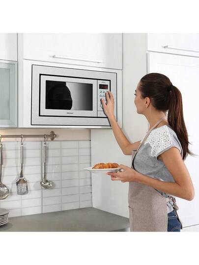 Cecotec Micro-ondes encastrable numérique et tactile GrandHeat 2500 Built-in Touch SteelBlack, 900 W de puissance. 25 L, gril de 1000 W, 8 fonctions préréglées, Minuterie (Acier)