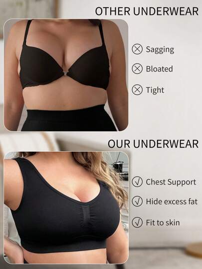 1 pièce soutien-gorge sculptant à fermeture dorsale sans couture grande taille