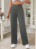 Frenchy Pantalon droit élégant femme à la taille torsadée