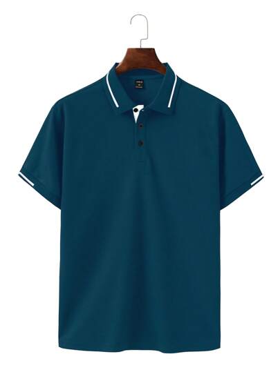 Manfinity Homme Polo décontracté à manches courtes rayé pour homme, pour le trajet quotidien, formel
