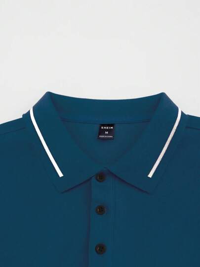 Manfinity Homme Polo décontracté à manches courtes rayé pour homme, pour le trajet quotidien, formel