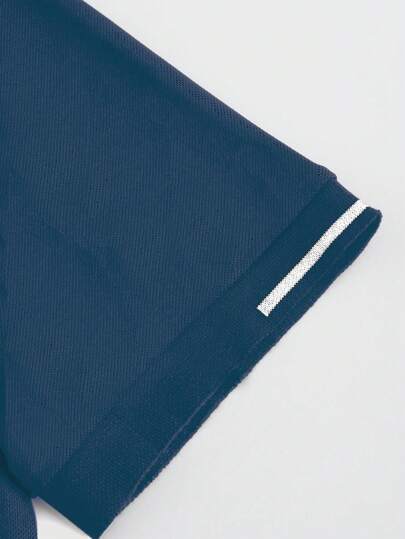 Manfinity Homme Polo décontracté à manches courtes rayé pour homme, pour le trajet quotidien, formel