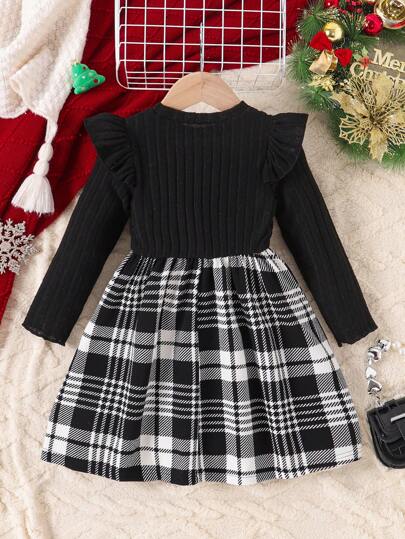 Robe à manches longues col rond avec décoration de nœud pour la Saint-Valentin pour jeunes filles