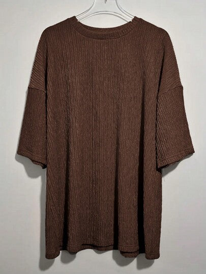 INAWLY 2 pièces Ensemble Top col rond et pantalon de couleur unie décontracté pour femmes