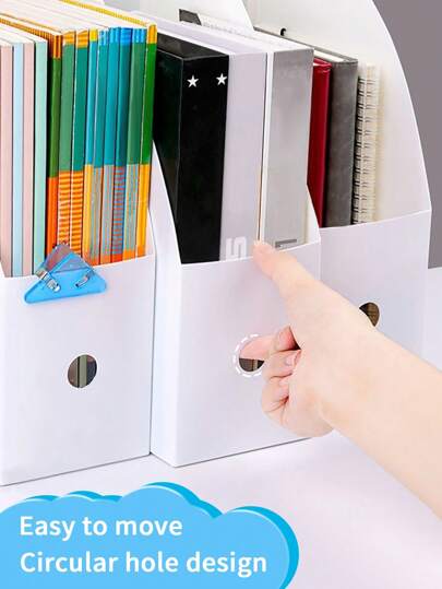 1 pièce Boîte de rangement de fichiers blanche imperméable, organisateur de documents de bureau, boîte de rangement d'ustensiles de cuisine, boîte organisatrice d'armoire, support de fichiers pliable en plastique épais minimaliste, étagère à livres pour b