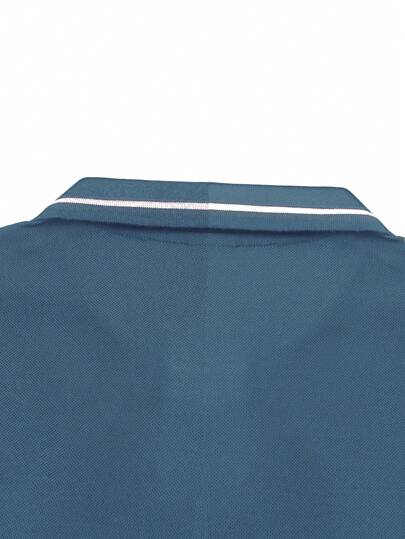 Manfinity Homme Chemise polo à manches courtes simple et décontractée pour hommes avec bordure contrastée, formelle