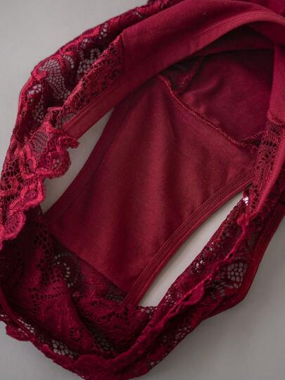 5 pièces/Paquet Culottes en dentelle à contraste pour femmes grandes tailles