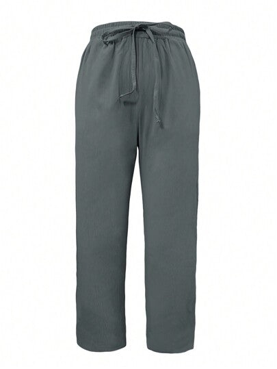 Pantalon décontracté Jisphaneya pour femmes, couleur unie, avec taille à cordon de serrage et poches