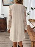 EMERY ROSE Robe courte mini pour femmes en couleur unie, jacquard, patchwork, automne