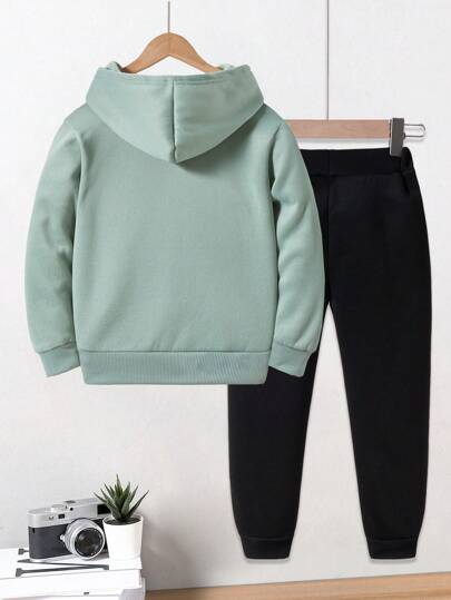 2 pièces/set sweat-shirt à capuche et pantalon de survêtement assortis avec imprimé graphique de jeu vidéo pour jeunes garçons