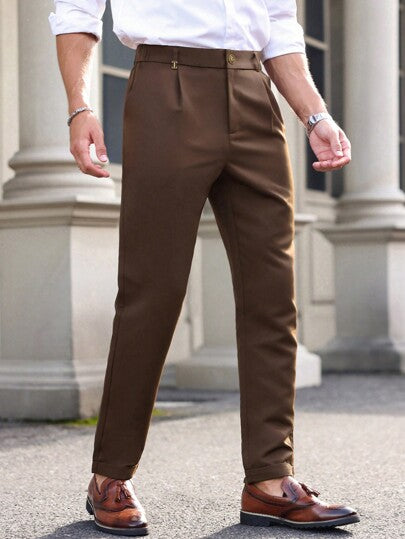 Manfinity Mode Pantalon de costume formel premium Naples Manfinity, pantalon habillé décontracté pour hommes, pantalon long à drapé doux, cadeau pour petit ami, Saint-Valentin pour hommes, pour cérémonie formelle