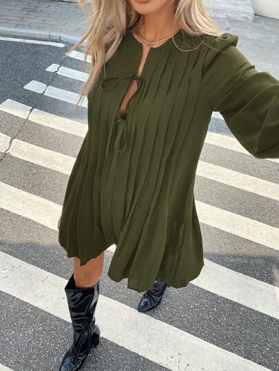 Serisse Robe longue de base plissée rayée pour femmes