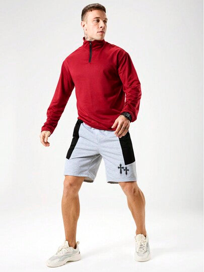 Coreblaze Short de sport ample à taille coulissante avec imprimé croix pour hommes