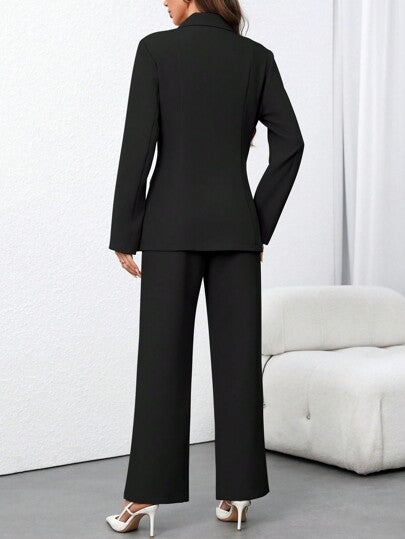 EMERY ROSE Femmes Ensemble 2 pièces blazer + pantalon couleur unie casual/bureau