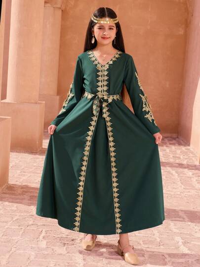 Robe tricotée avec fil métallique patchwork pour jeune fille