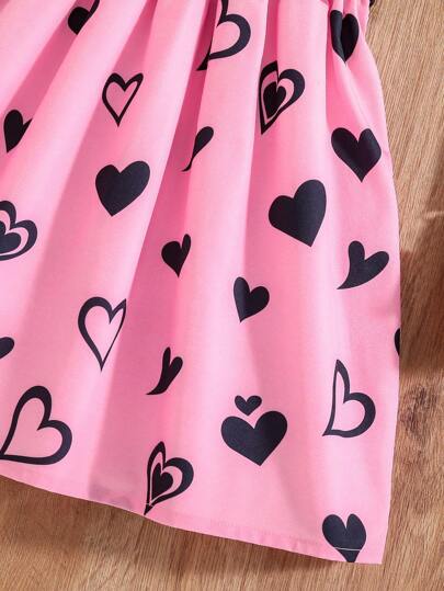 Robe de fille décontractée et mignonne à imprimé chat de dessin animé, col rond, taille cintrée, ourlet évasé. Style confortable et élégant, convient pour le printemps/été, usage décontracté ou extérieur