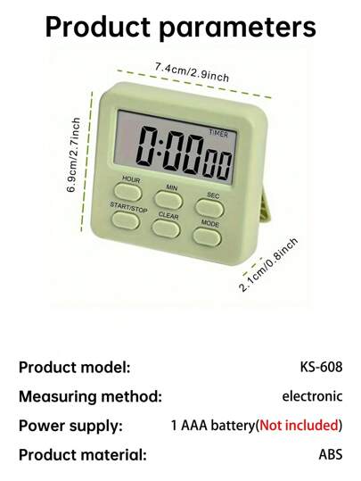 1 pièce Minuteur de cuisine numérique multifonction avec réveil - Affichage compte à rebours/24 heures, fonction mémoire, grand écran LCD, installation magnétique/support, convient pour la cuisine, la pâtisserie, l'étude et la forme physique, piles non in