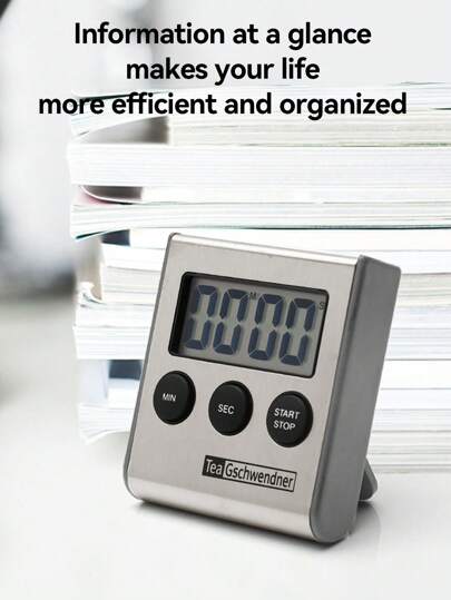 Minuteur de cuisine en acier inoxydable avec support magnétique - Multifonction, alimenté par pile (AAA), idéal pour la cuisine et les restaurants