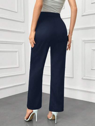 Modelyn Pantalon de costume décontracté à boutons devant pour femmes, à porter au quotidien en automne/hiver