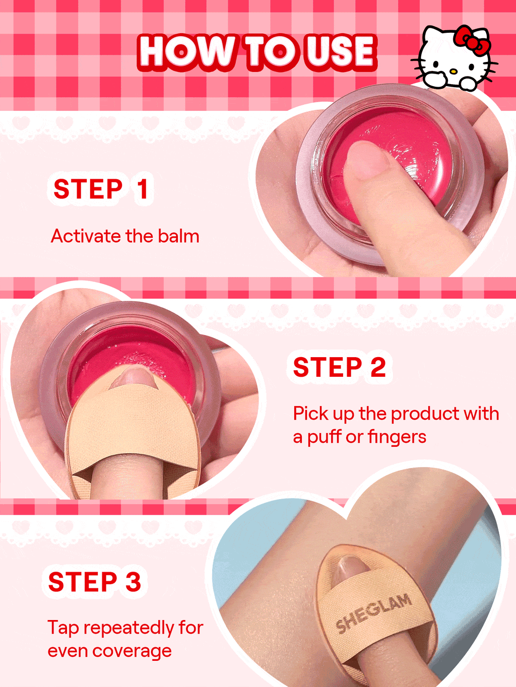 Hello Kitty｜SHEGLAM True Love Dewy Multi-Use Balm-Paw Print Rouge Marque De Beauté CosméTique Maquillage Pour Femmes Et Filles