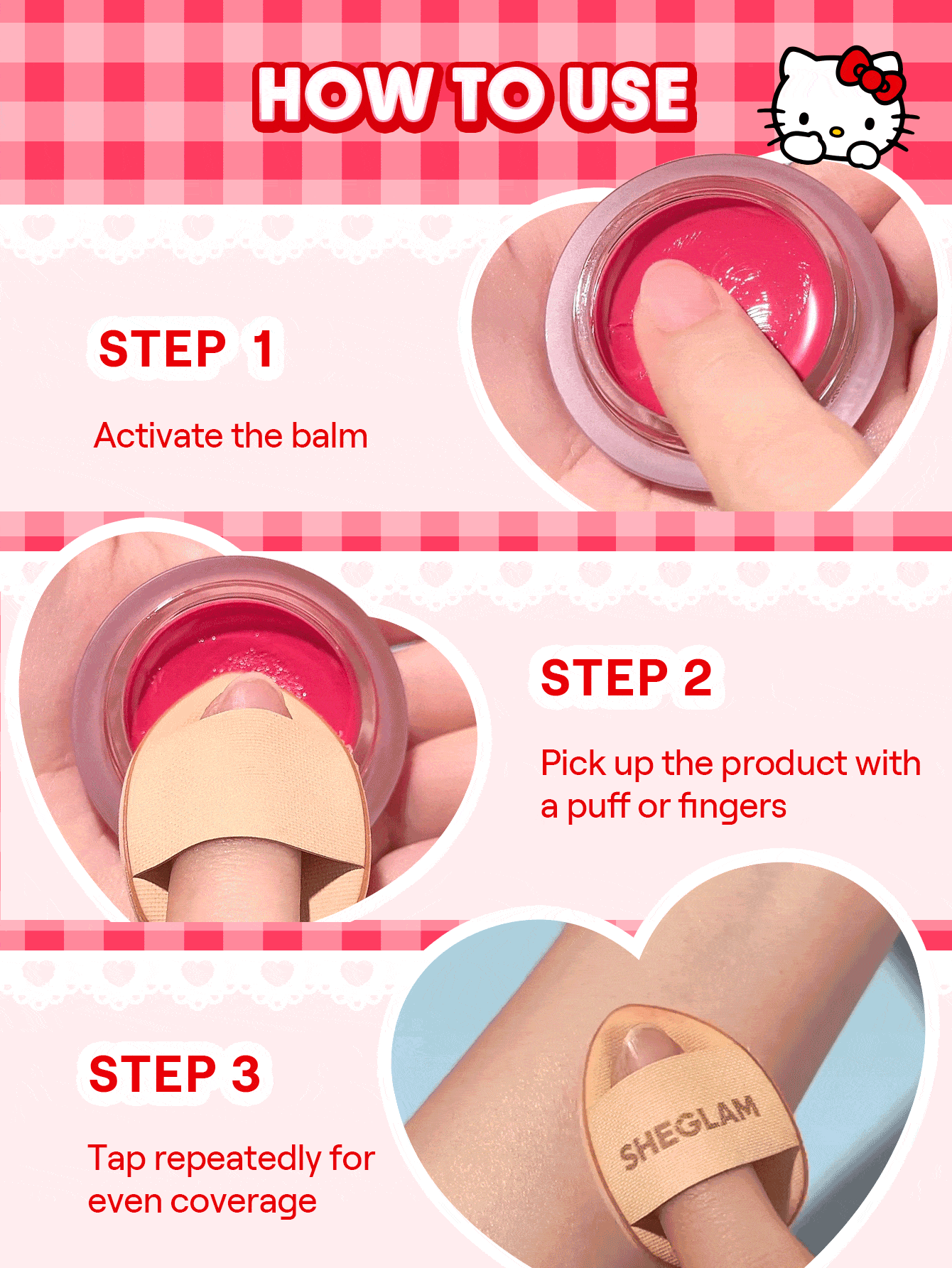 Hello Kitty｜SHEGLAM True Love Dewy Multi-Use Balm-Whiskers Rouge Marque De Beauté CosméTique Maquillage Pour Femmes Et Filles