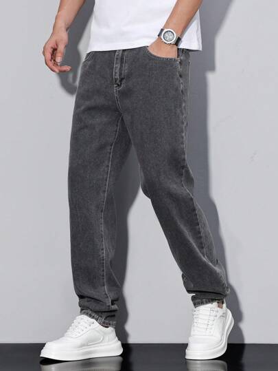 QuarKem Jeans décontractés, délavés et déchirés taille fuselée pour hommes