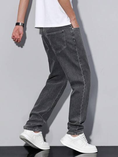 QuarKem Jeans décontractés, délavés et déchirés taille fuselée pour hommes