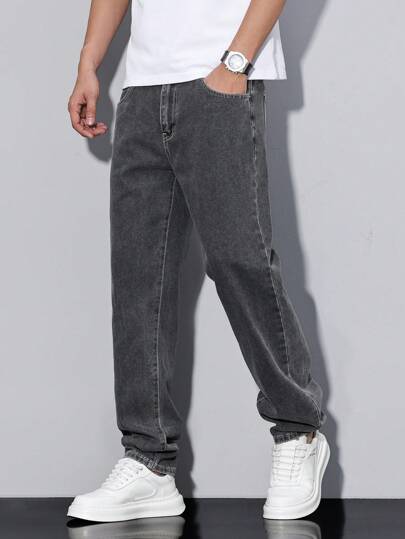 QuarKem Jeans décontractés, délavés et déchirés taille fuselée pour hommes