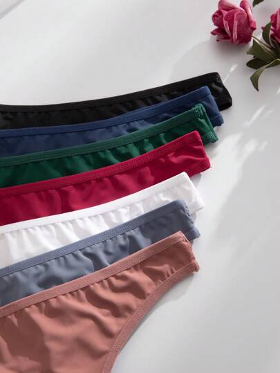 Snug Zone 7 pièces/Paquet Femmes Culotte Tanga Confortable Polyvalente à Taille Basse Sans Couture