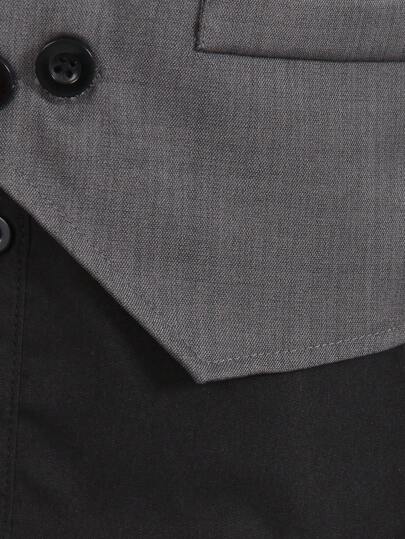 Ensemble 3 pièces pour garçon préadolescent gentilhomme - Gilet croisé + Chemise noire + Pantalon, tenue de cérémonie pour anniversaire, événement, mariage, Saint-Valentin
