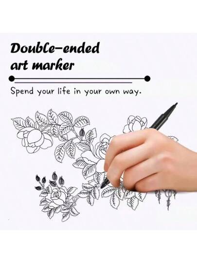 5/10 pièces marqueurs à double pointe, pointes fines à l'encre noire pour le dessin et la calligraphie, marqueurs d'art permanents pour carnets de croquis, tissu, bois,, rentrée scolaire