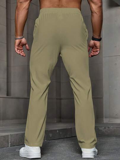Manfinity Homme Pantalon décontracté droit ample avec cordon de serrage à la taille et poches, automne