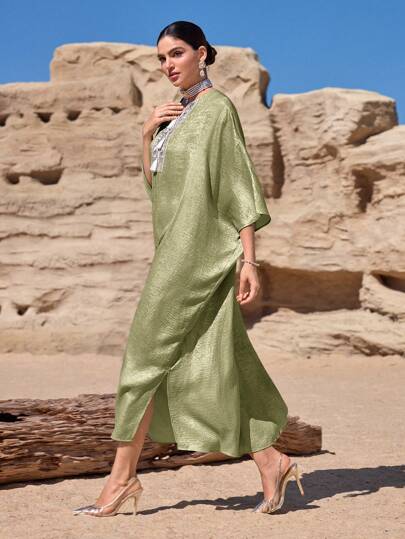 Al Najma Tunique ample à franges bohémiennes brodées et robe longue traditionnelle arabe maxi