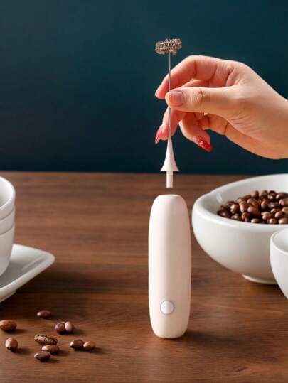 Mousseur à lait électrique, mousseur à lait portatif, mini mousseur à lait, mélangeur à café, mélangeur de boissons en acier inoxydable, convient pour le café, le latte, le cappuccino, le matcha, le chocolat chaud, mousseur à lait portable, mini machine à