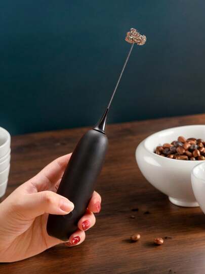 Mousseur à lait électrique, mousseur à lait portatif, mini mousseur à lait, mélangeur à café, mélangeur de boissons en acier inoxydable, convient pour le café, le latte, le cappuccino, le matcha, le chocolat chaud, mousseur à lait portable, mini machine à