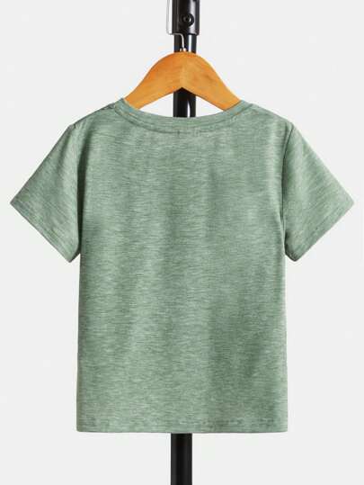 T-shirt en tricot à col rond à manches courtes décontracté avec graphique de jeune garçon