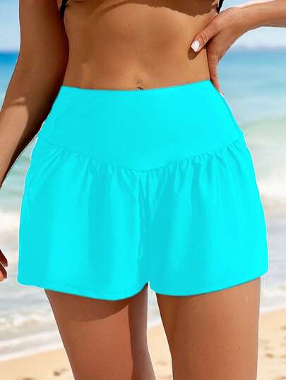 Swim Lushoire Short de plage simple et unicolore pour femme, à la mode et adapté pour l'été