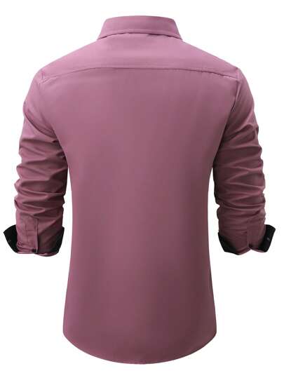 Calvornis Chemise formelle décontractée pour hommes pour le trajet, patchwork de couleurs contrastées, automne, Top à manches longues, cérémonie