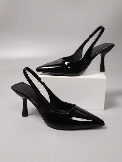 Escarpins à talons hauts pour femmes, nouveaux talons hauts à bout pointu pour le printemps, sandales noires à talons fins effet miroir, chaussures 2-en-1, talons hauts pour femmes, sandales noires à la mode