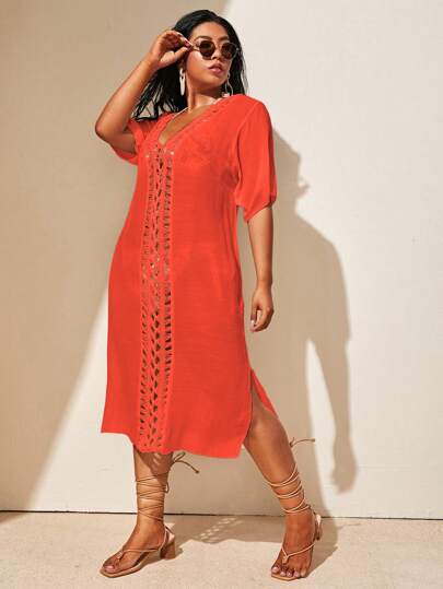 Swim Lushoire Robe cache-maillot de plage unie pour grande taille, pour les vacances