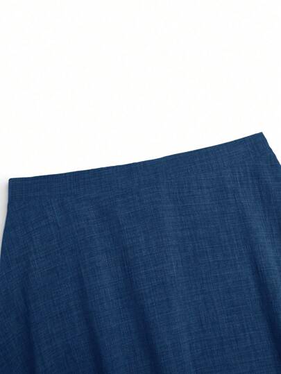Clasi Jupe mi-longue en lin gris coupe évasée pour grandes tailles, élégante et décontractée pour le printemps
