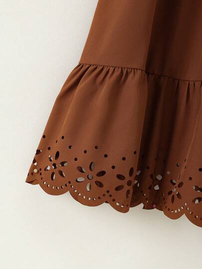 Robe décontractée pour préadolescentes avec volants floraux froncés et ourlet à volants de couleur unie